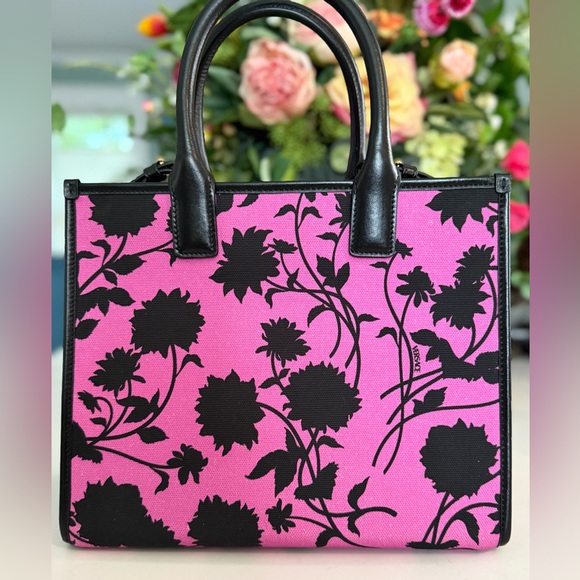Versace La Medusa Tote Bag in Black & Pink with Crossbody Stap ~ EUC Gently Used - Picture 4 of 15